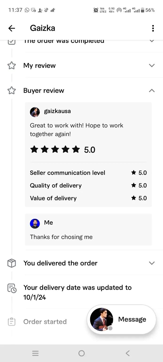 Verified Fiverr review 1